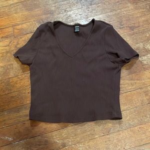 SHEIN brown ribbed crop top Size:L